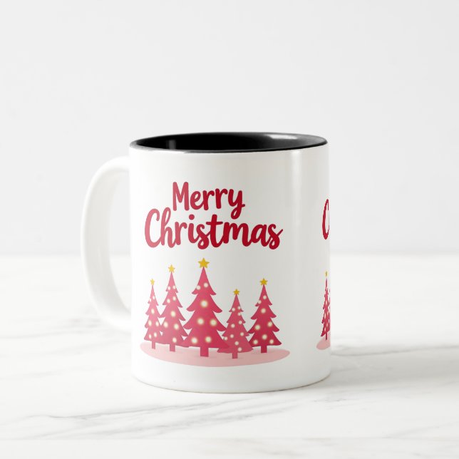 Chic Pink Christmas Vibes Holiday Tasse (Vorderseite Links)
