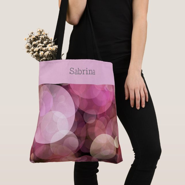 Chic Pink Circles Mit Monogramm Totbeutel (Von Nahem)