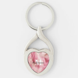 Chic Pink Cowgirl Cowhide Monogram Schlüsselanhänger