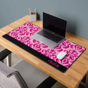 Chic Pink Damask Desk Mat Schreibtischunterlage