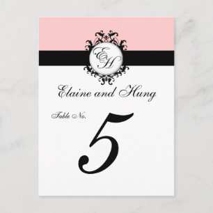 Chic Pink Damask Table Cards Einladungspostkarte