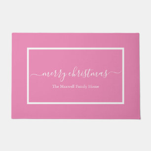 Chic pink Drehbuch Familienname Merry Christmas  Fußmatte
