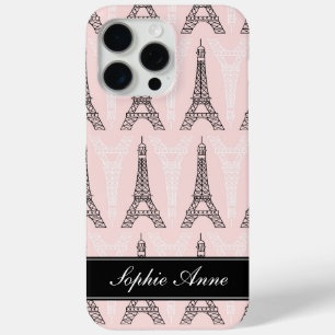 Chic Pink Eiffel Tower Pattern iPhone 15 Pro Max Hülle