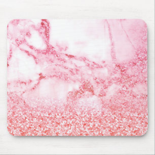 Chic Pink Elegante Rose Gold Glitzer Marmor Mousepad