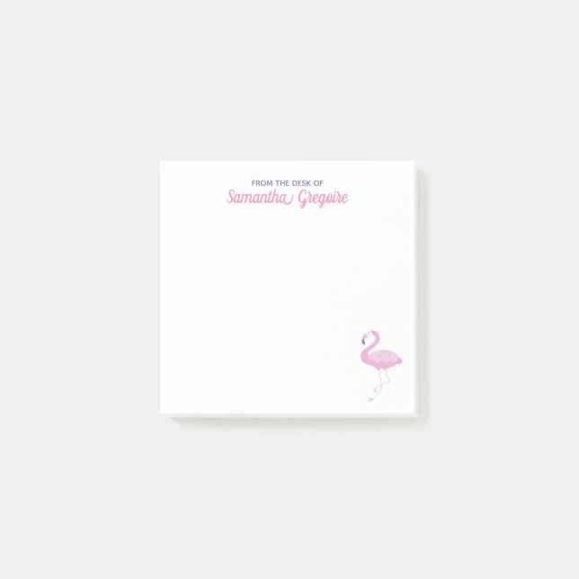 Chic Pink Flamingo vom Schreibtisch aus Post-it Klebezettel (Vorderseite)