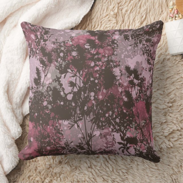 Chic Pink Floral Throw Kissen (Decke)