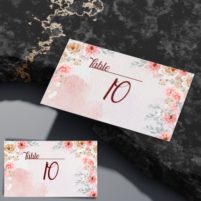 Chic Pink Floral Wedding Platzkarte (Romantic wedding décor,
Springtime wedding theme,
Floral wedding invitations,
Chic wedding décor,)