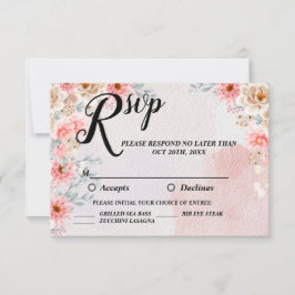 Chic Pink Floral Wedding RSVP Karte