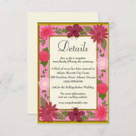 Chic Pink florale Botanische Hochzeiten Details Begleitkarte