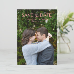 Chic Pink Foto Moderne Hochzeit Save The Date