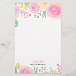 Chic pink gelb lockere blumenfarbene Blume Briefpapier