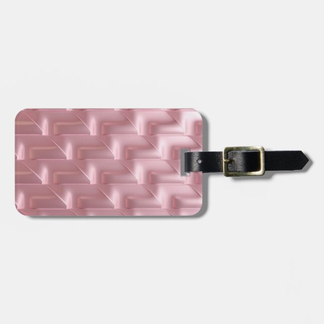 Chic Pink Geometric Luggage Tag - Stilvoll Gepäckanhänger (Vorderseite horizontal)
