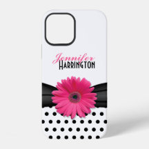 Chic Pink Gerbera-Daisy Polka Dot Blume