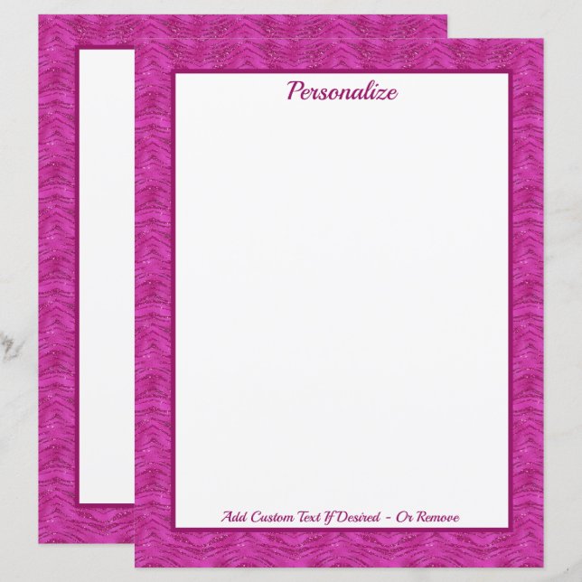 Chic Pink Glitter Zebra Pattern Personalized (Vorne/Hinten)