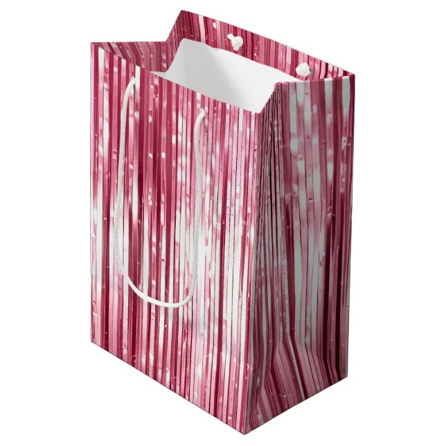 Chic Pink Glitz Mittlere Geschenktüte (Vorderseite Schrägansicht)