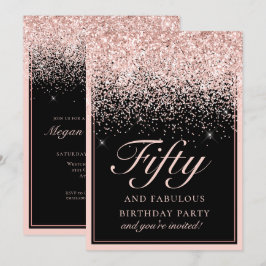Chic Pink Glitzer Fünfzig und fabelhaft Geburtstag Einladung