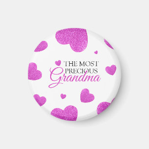 Chic Pink Glitzer Hearts Oma Magnet