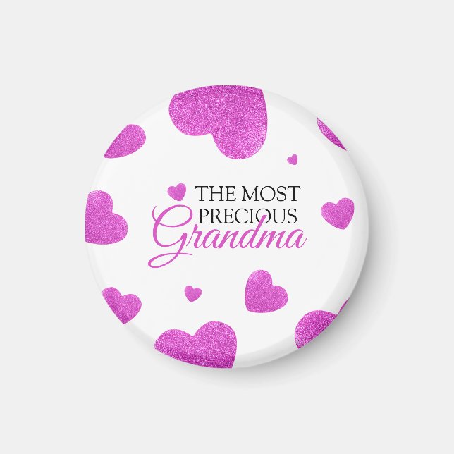 Chic Pink Glitzer Hearts Oma Magnet (Vorne)