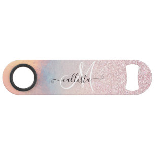 Chic Pink Glitzer Iridescent Holographic Gradient Speed Flaschenöffner