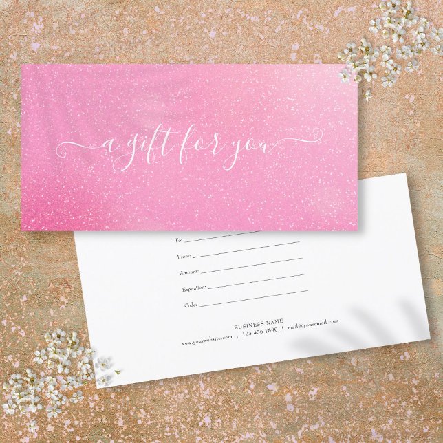 Chic Pink Glitzer Kundengeschenkgutschein (Chic Pink Glitter Customer Gift Certificate)