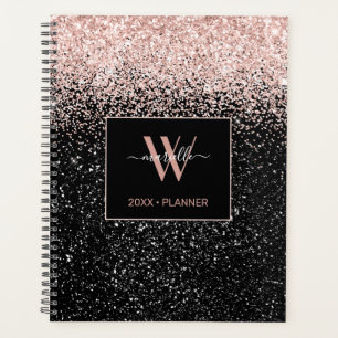 Chic Pink Glitzer Monogram Name 2022 Planer
