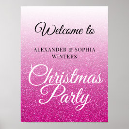 Chic Pink Glitzer Ombre Party Willkommen Poster