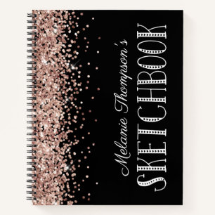 Chic Pink Glitzer Personalisiert Name Sketchbook Notizbuch