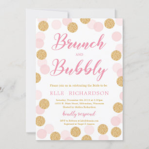Chic Pink Glitzer polka dot brunch und blubbly Einladung