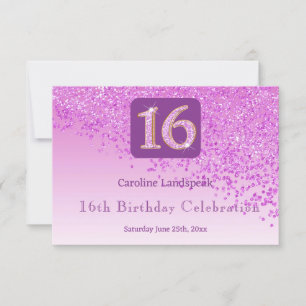Chic Pink Glitzer, sechzehn Geburtstag UAWG RSVP Karte