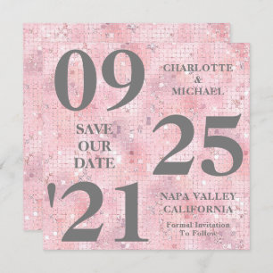 Chic Pink Glitzer Sparkle Moderne Save the Date Einladung