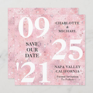 Chic Pink Glitzer Sparkle Moderne Save the Date Einladung