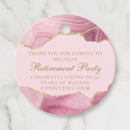 Chic Pink Gold Agate Custom Retirement Party Geschenkanhänger