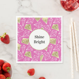 Chic Pink Gold Diamonds Glitzer Geburtstag Serviette