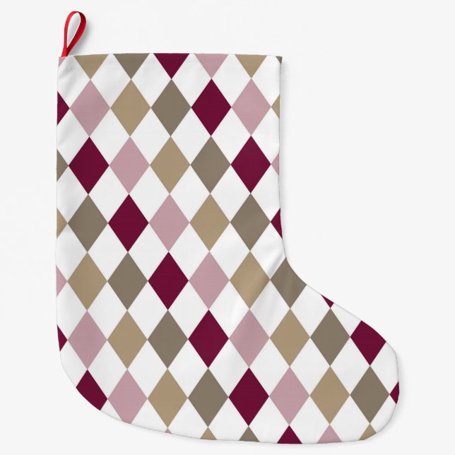 Chic Pink Gold Diamonds Großer Weihnachtsstrumpf (Vorderseite)