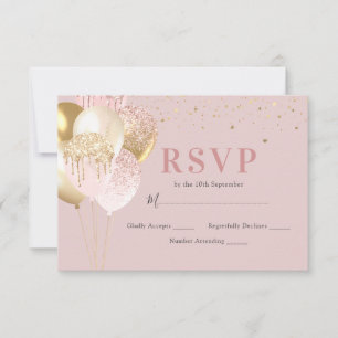 Chic Pink & Gold Geburtstagsparty RSVP Karte