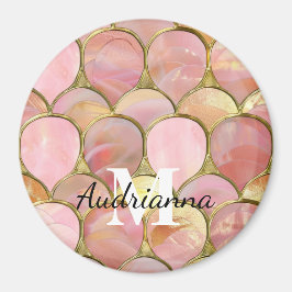 Chic Pink Gold Glam Circles Magnet