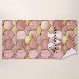 Chic Pink Gold Glam Circles Strandtuch