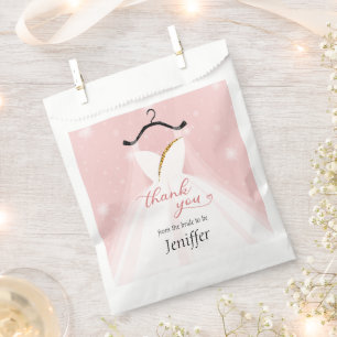 Chic Pink & Gold Hochzeitskleid Vielen Dank Geschenktütchen