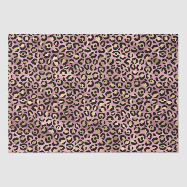 Chic Pink Gold Leopard Muster Baby Duschgeschenk Seidenpapier (Vorderseite)