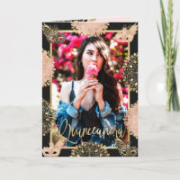 Chic Pink Gold Masquerade Maske Español