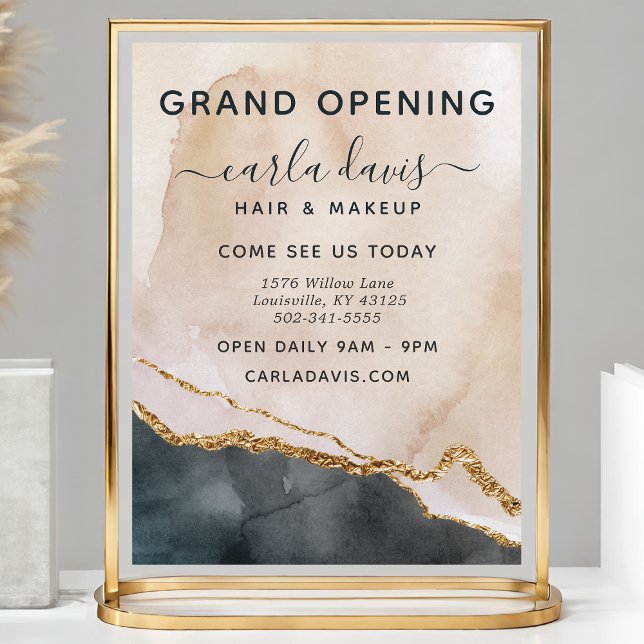 Chic Pink & Gold Salon Grand Opening Flyer (Von Creator hochgeladen)