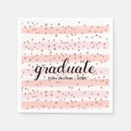 Chic Pink & Gold Stripter Graduate Party Napkins Serviette