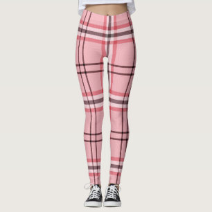 Chic Pink & Graues Kariertes Modedesign Leggings