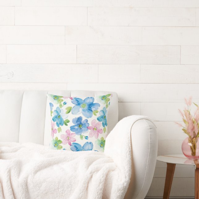 Chic Pink Green Blue Floral Kissen (Liege)