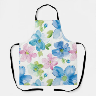 Chic Pink Green Blue Floral Schürze