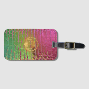 Chic Pink Grün Croc Monogram Gold Krone Gepäckanhänger