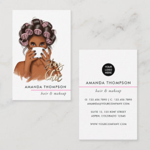 Chic Pink Hairstylistin Visitenkarte