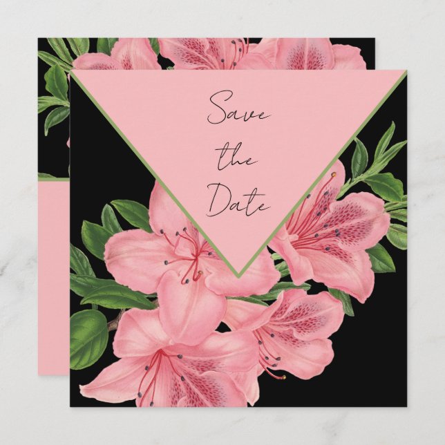 Chic Pink Hibiskus Save the Date (Vorne/Hinten)