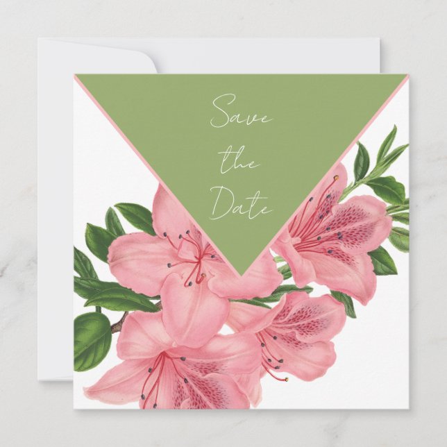 Chic Pink Hibiskus Save the Date (Vorderseite)