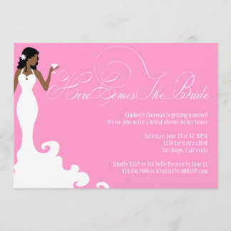 Chic Pink hier kommt die Brautdusche einladen Einladung